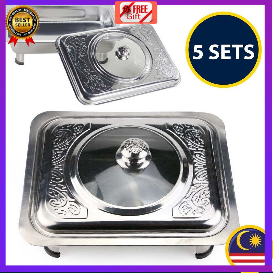 5 Set 34x28 BUFFET EMBOSSED /BUFFET TRAY SET / BUFFET FOOD TRAY / SERVING TRAY /FOOD PAN KENDURI SET / CATERING TRAY