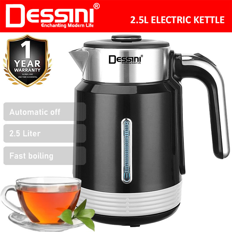 DESSINI ITALY 2.5L Stainless Steel Electric Kettle Automatic Cut Off Boiler Jug Teapot / Cerek