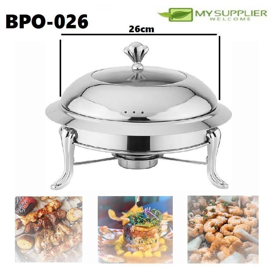 BPO-026 26CM Chafing Dish Stainless Steel Small Hot Pot Buffet Pot Food Warming Tray