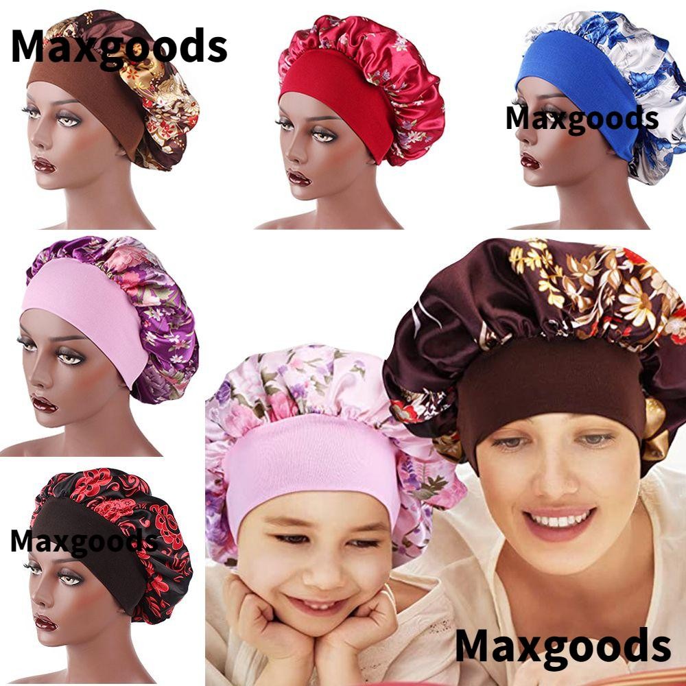 MAX Women Night Sleep Hat Hair Beauty Chemo Caps Satin Bonnet Curly Springy Hair Bonnet Hair Care Head Wrap Elastic Wide Band Hair Loss Cover