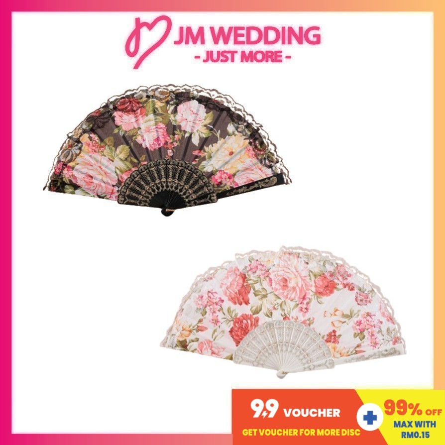 Peony Lace Plastic Floral Hand fan Peacock Batik Dance Plastik Kipas Tangan Doorgift JM Wedding Gift