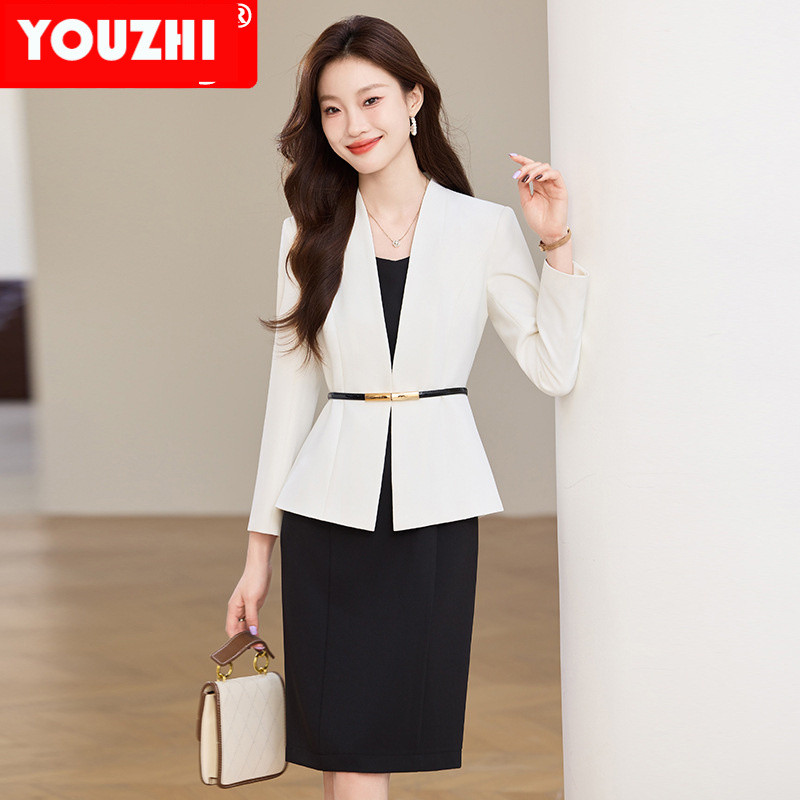 Women's High Quality Winter clothes business attire long sleeve Coat and Skirt Office Work Wear 2 Pieces Set YY-5906