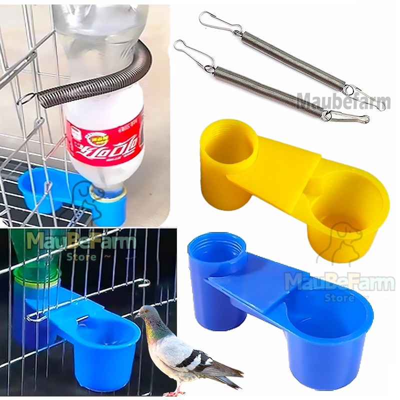 Bird Water Drinker Cup Feeder Drinking Bowl Bottle Cup With fixed spring for Pigeons Parrot