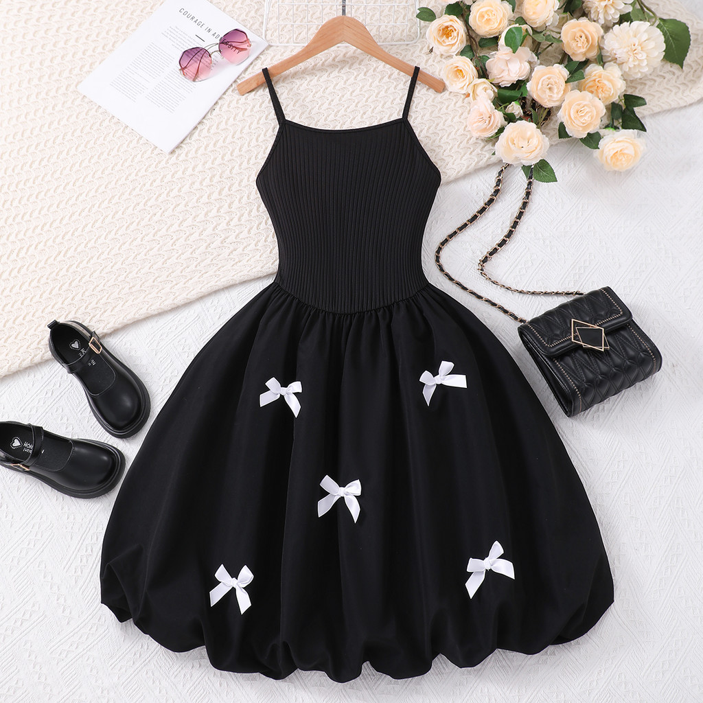 Teens Girl Black Camisole Dress Summer Casual Vacation Cute Young Girls Clothes Fashion Teenager Women Strap Dress 13 14 15 16 Yrs