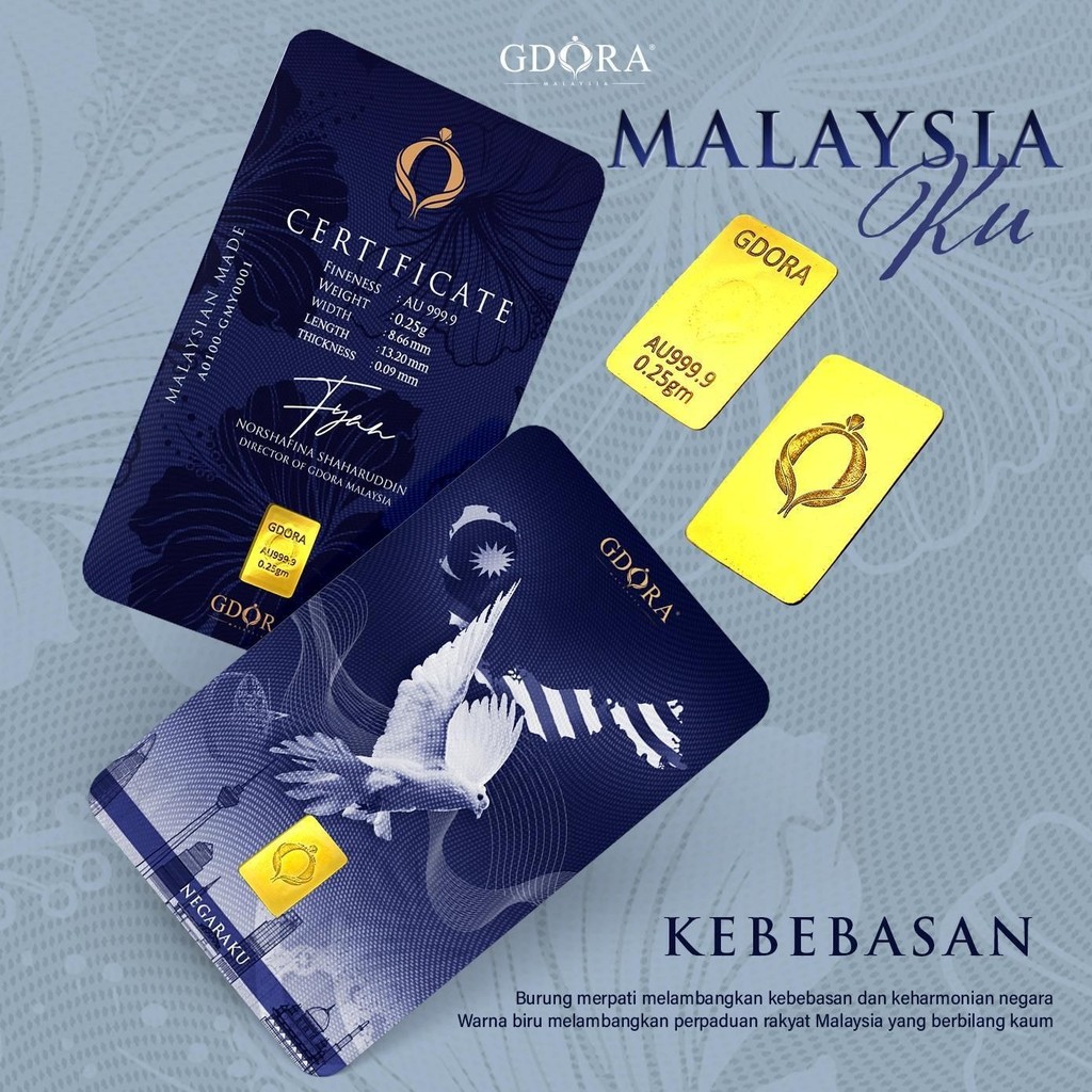 GDORA Gold Bar Malaysiaku Kebebasanku  999.99