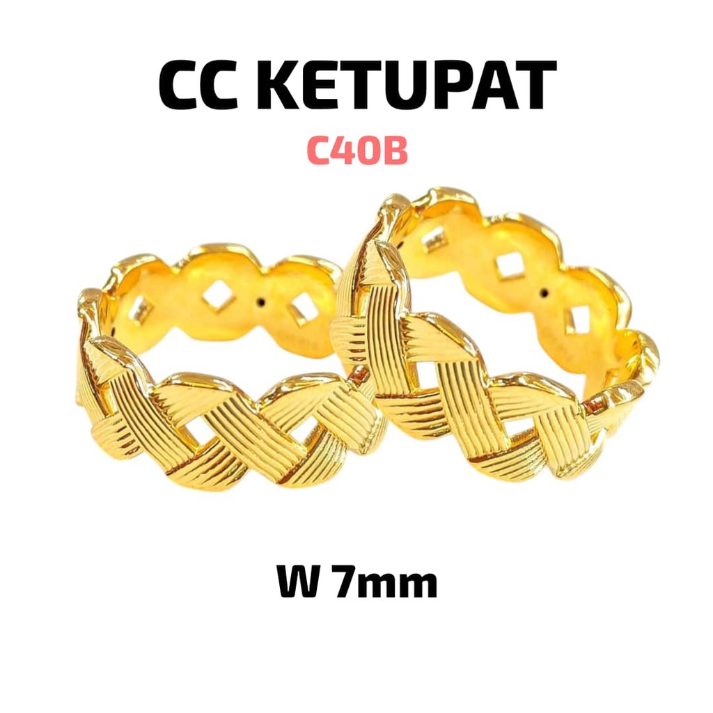 Wing Sing Cincin 5G Ketupat Anyaman Bajet Tulen Emas 916 916 Gold Fashion Budge Ring 916菱角硬金戒指