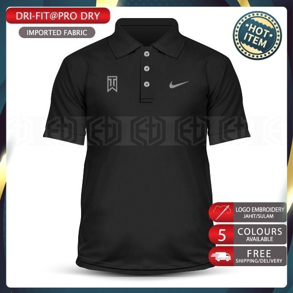 Dry Fit Tick ✔️ Golf Tiger TW Microfiber Baju Polo T Shirt Casual Sports T-Shirts Shirts Unisex Tee Pakaian Murah Sale