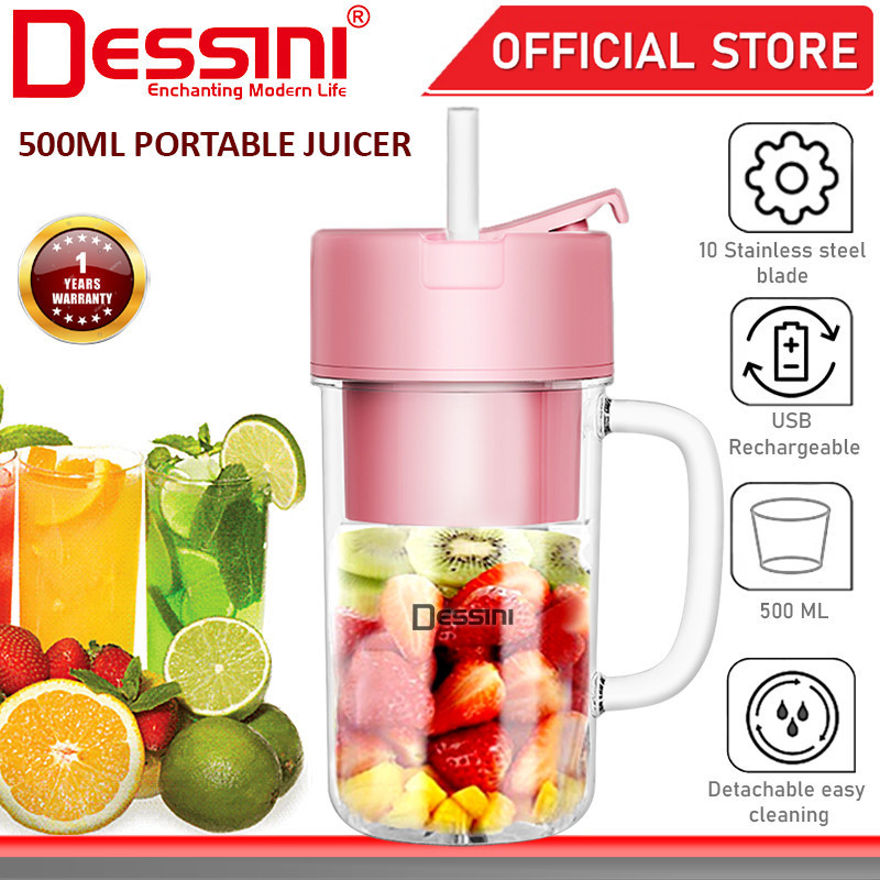 DESSINI ITALY 500mL USB Rechargeable Portable Bottle Juicer Blender Chopper Grinder Mixer Smoothie / Pengisar