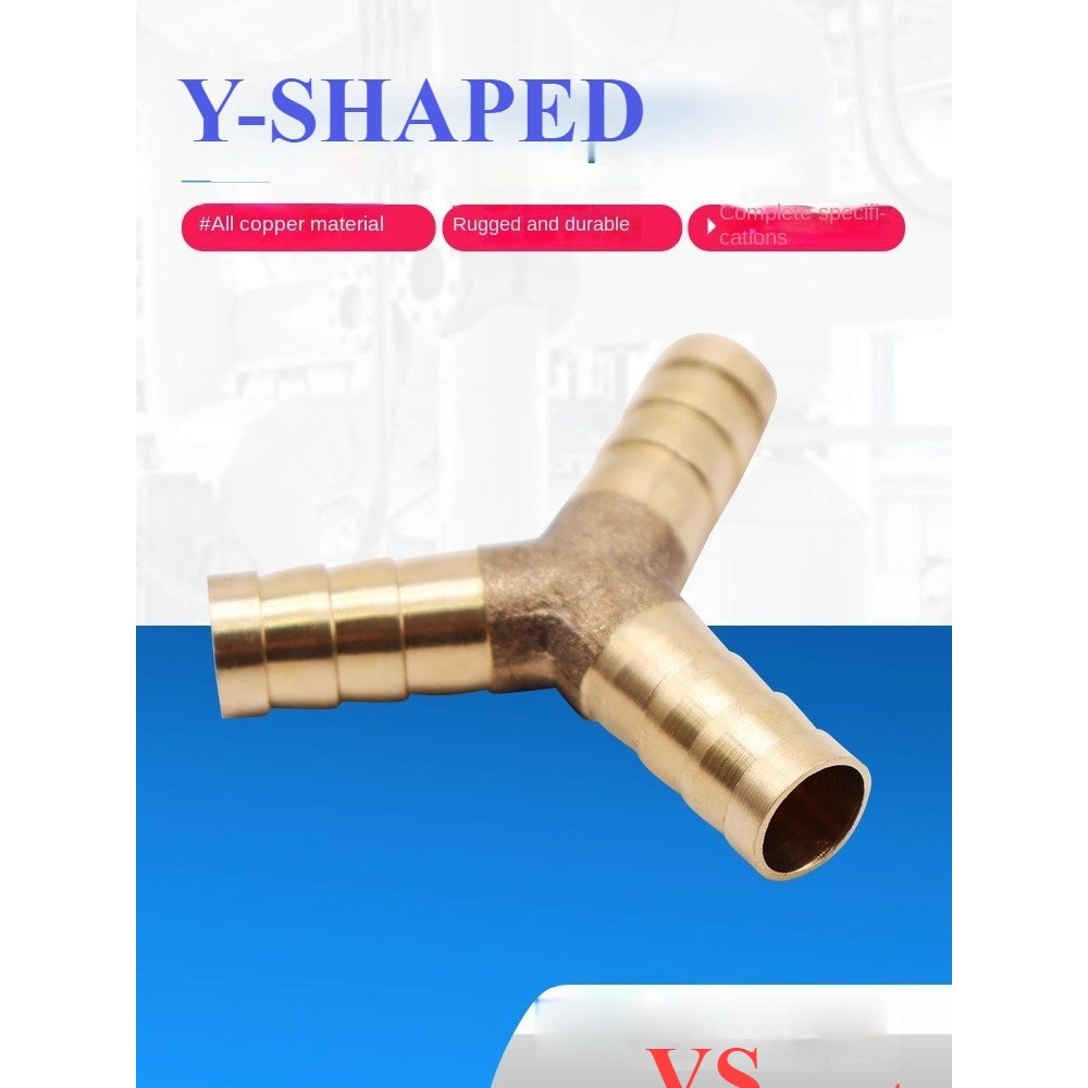 Brass Barb Pipe Fitting 3 Way Y Type Hose Barb 6 8 10 12 mm Copper Barbed Connector Joint Coupler Adapter
