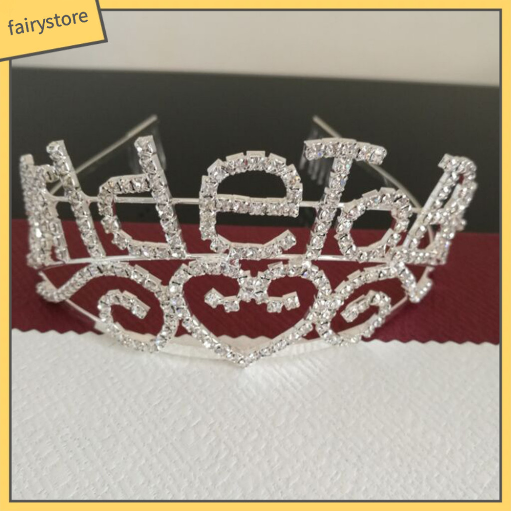 Fairystore| Women Rhinestone Crown Glamorous Hairstyle Headgear Sparkling Rhinestone Bridal Crown for Wedding Hair Accessories Elegant Tiara Headdress for Bridesmaids Anti-rust