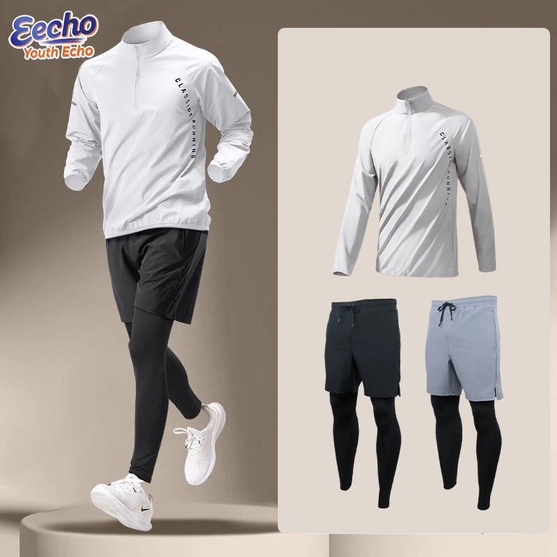 Men's Quick Dry Training  Sports Shirts&Pants Ice Silk Drift Sportswear Running Fitness Football Sports Sets