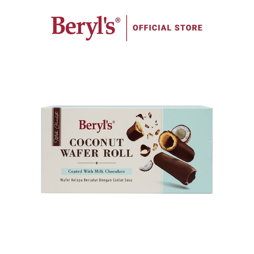 Beryl's Wafer Kelapa Bersalut Dengan Coklat Susu | Beryl's Coconut Roll With Chocolate (120g)