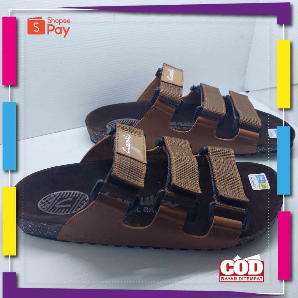 [PREMIUM Original] NEWEST CARVIL LEATHER SANDALS, BISBAN PUYUH MODEL / MEN'S DISTRO SANDALS / LUXURY SANDALS / CARVIL SANDALS / 3 TIRE SLIDE SANDALS
