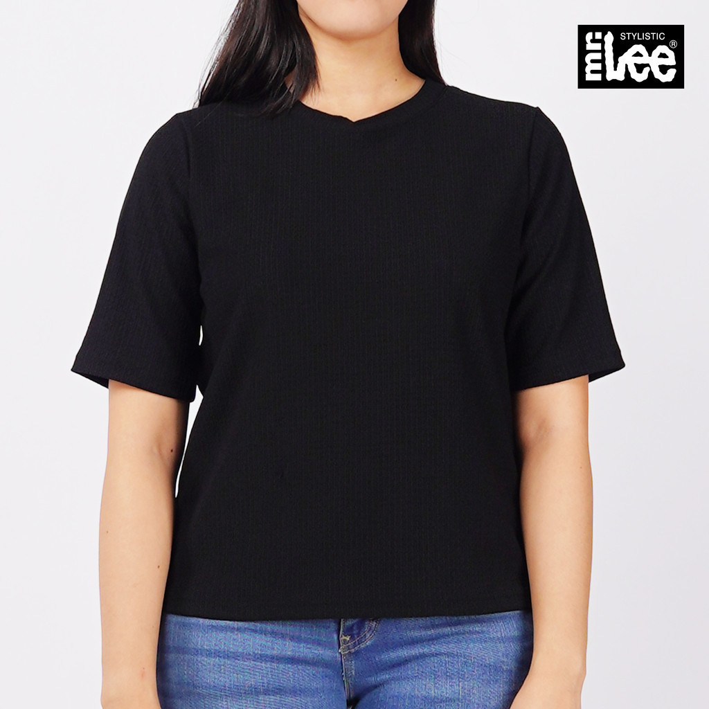 Stylistic Mr. Lee Ladies Basic Tees Trendy Fashion High Quality Apparel Boxy Fit 137105-U (Black)