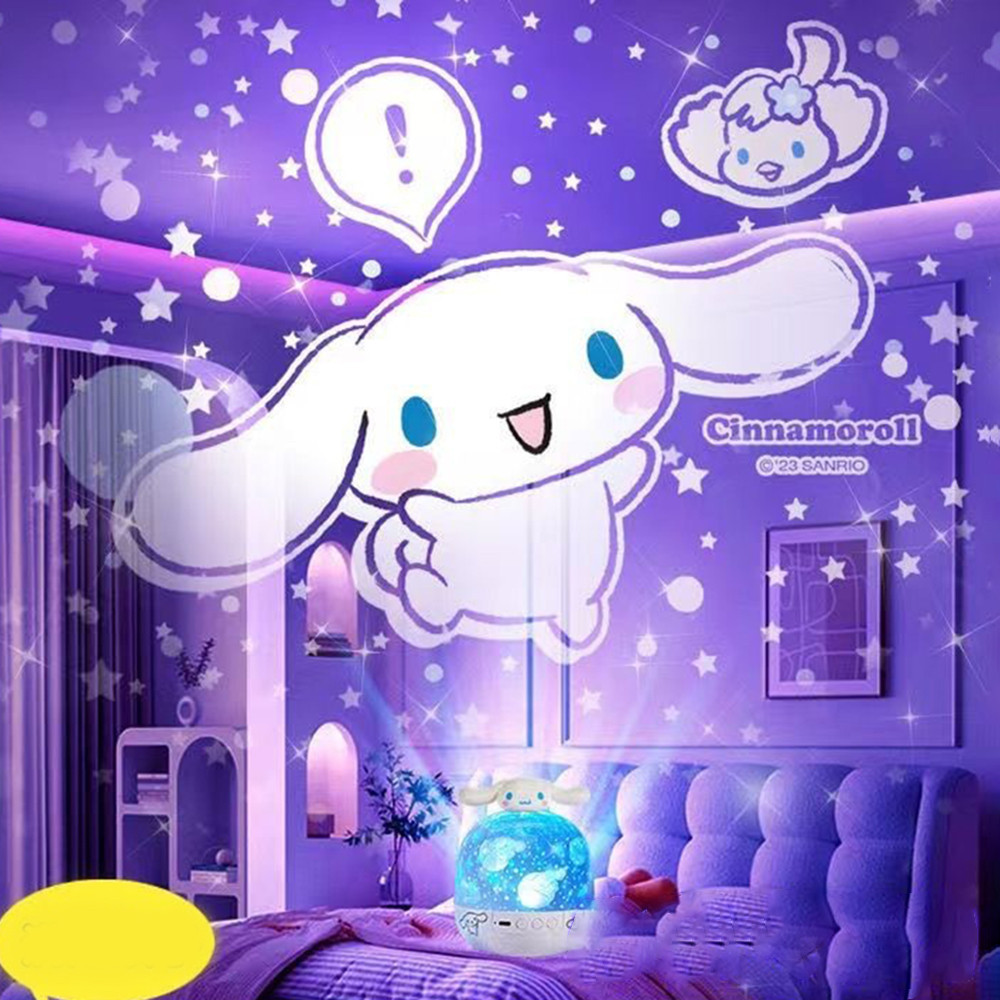 Sanrio Kuromi Cinnamoroll Luminous Projector Lamp Atmosphere USB Charging Lighting Cartoon Children's Bedroom Sleep Kuromi Projection Lighting for Children Gift(12 Sets of Film)