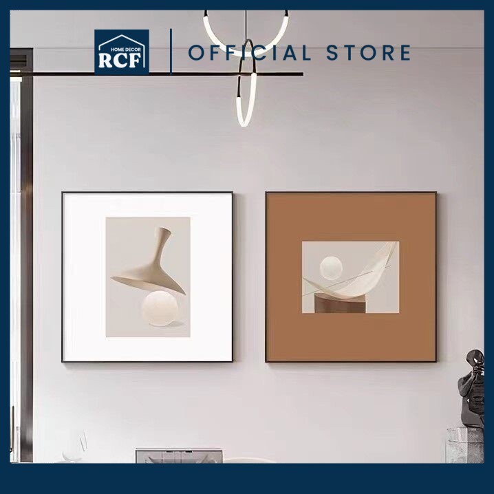 RCF 70X50CM Abstract Frame Print Crafted Wall Art Set 2-Piece | Seni Dinding Motif Abstrak dengan Efek Berkilau