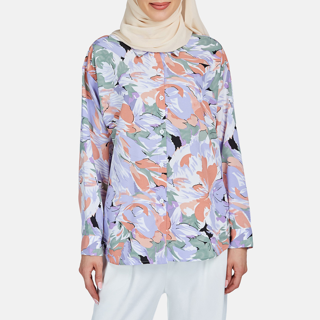 European American Style Women New Style Fashionable Temperament Casual Loose Lapel Long Sleeve Printed Shirt Women