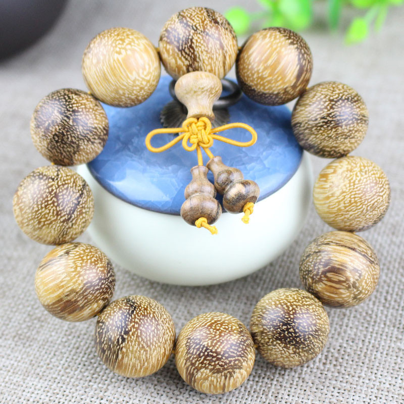 Factory Direct Sale Natural Indonesian Agarwood Bracelet Vietnam Yellow Qinan Wood Buddha Beads Wenwan Men Women Wooden Hand Jewelry