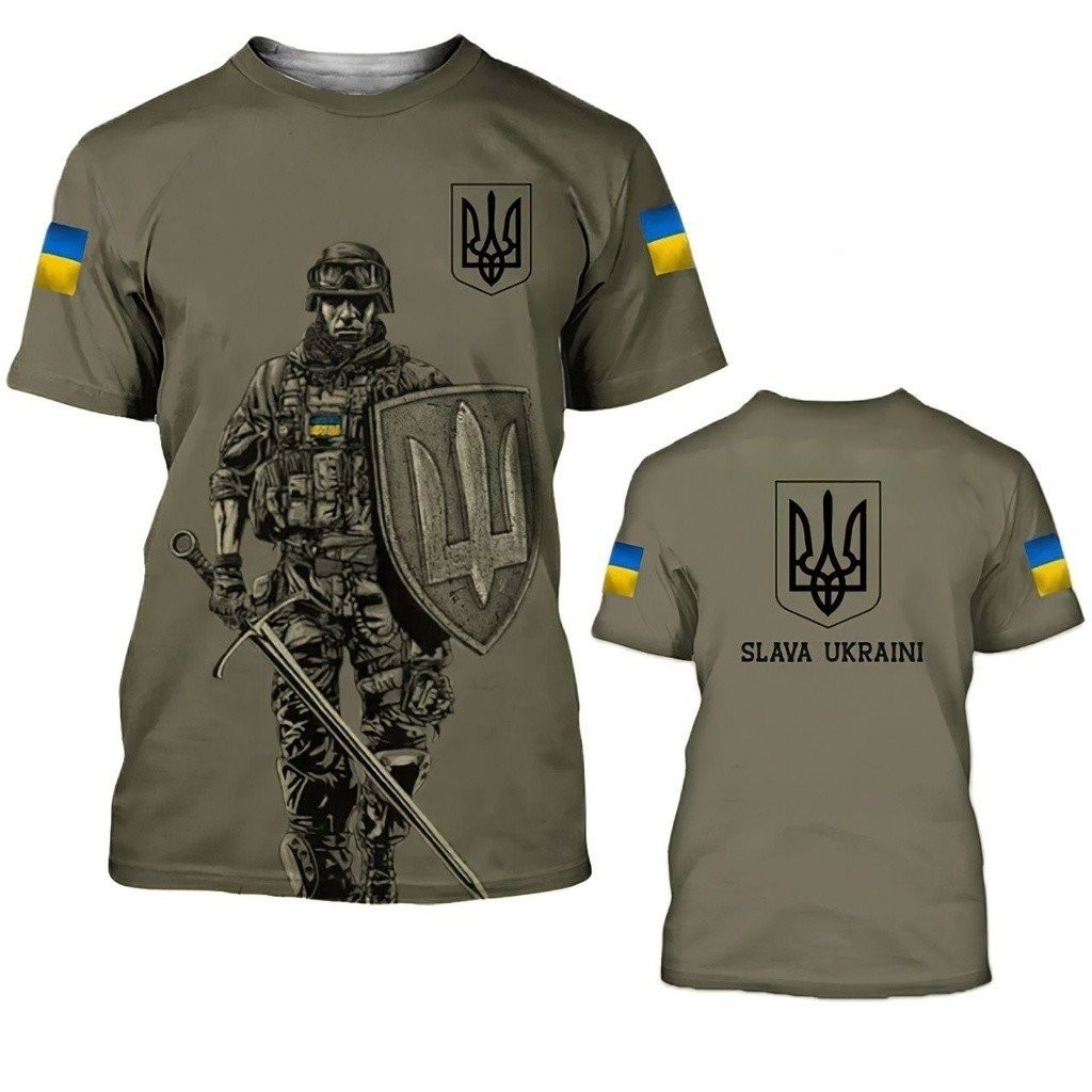 3D Ukrainian Army flag print Harajuku summer fashion male oversize tee shirt 3BTW