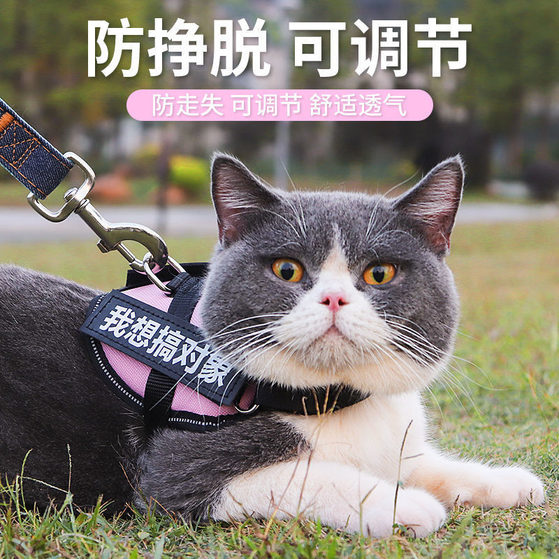 Cat Pulling Rope Adjustable Cat Walking Gadget Kitten out Anti Breaking Loose Vest-Style Cat Chain Collar Exclusive for Cats