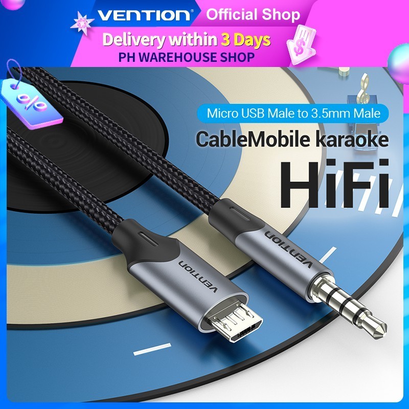 [Value Choice]Vention Live Streaming Cable Micro Usb To 3.5mm V8 Sound Card Singing Bar Recording Microphone For Karaoke Tiktok