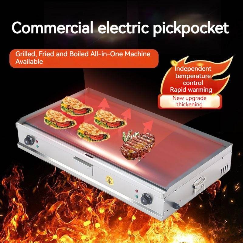 Electric grill commercial iron plate barbecu , squid deep fryer noodle cooker integrated machine