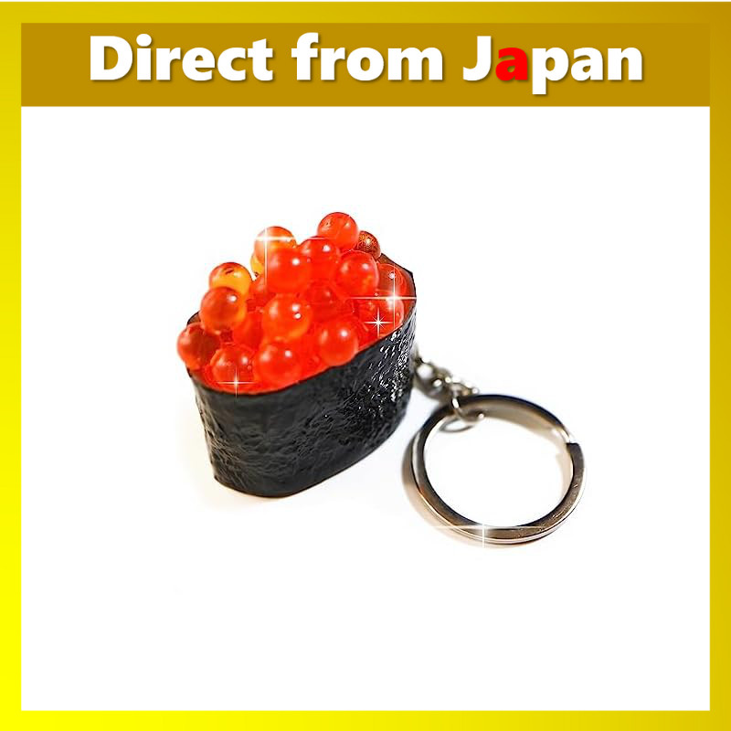 [Kira Kira Pun Pun Maru] Food Sample Keychain 【Ikura Gunkan】 Sushi Susi Gift Souvenir Key Bag Interior Goods Fake Food KR-001