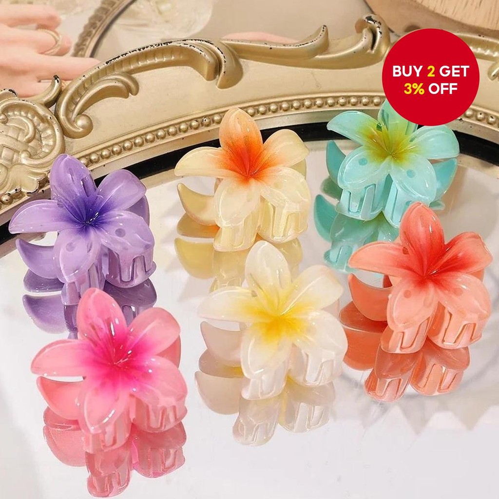 6PCS Korean Hair Clips Set: Egg Flower & Crab Claw, Sweet Gradient Hair Accessories for Women