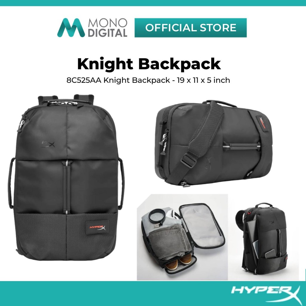 HYPER-X HYPERX KNIGHT BACKPACK WITH DURABLE & WEATHER RESISTANT, CLASSIC HYPERX STYLING, 4 ZIPPER PO