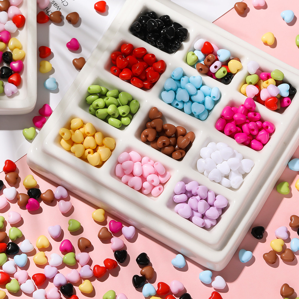 St. kunkka 100Pcs 5.5 * 6mm Acrylic Heart Beads for DIY Jewelry Bracelet Necklace Making