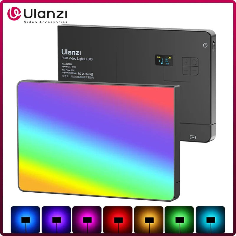 Ulanzi LT003 RGB Video Light Full Color Panel Light 8000mAh Dimmable 2500-9000K CRI 95+ Photo Studio Lamp 266 Beads Live
