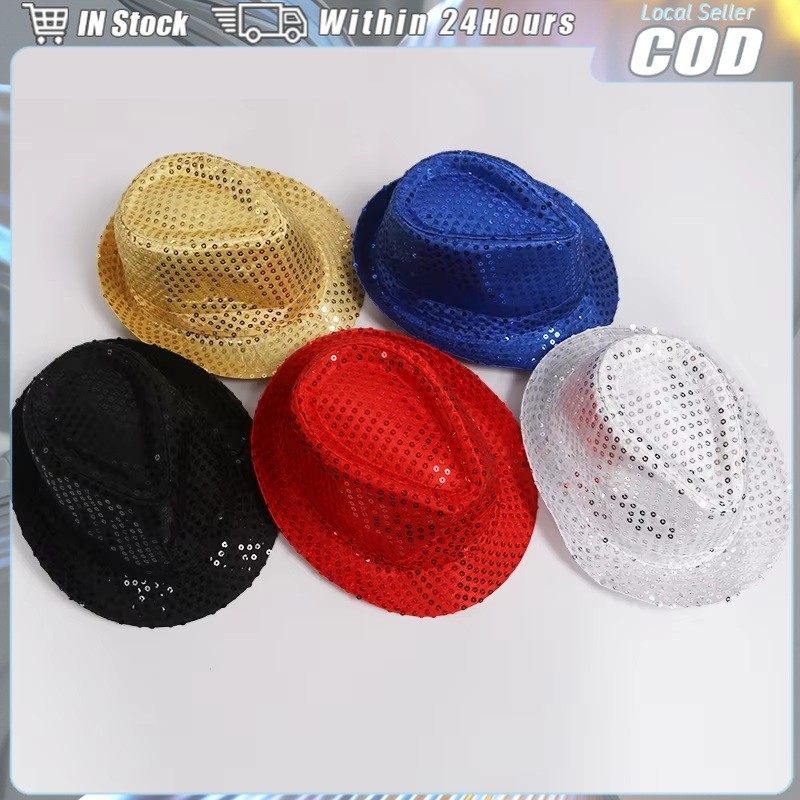 Glitter Hat Adults Stage Performance Costume Accessories Men and Women Hip Hop Street Dance Disco Jazz Hat Dance Hat