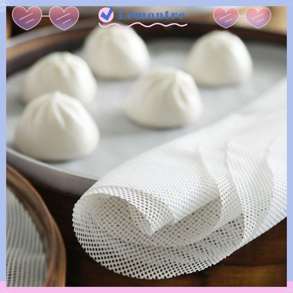 LEMONTRE Silicone Dehydrator Sheets, Non-Stick Kitchen Baking Accessories Round Steamer Mesh Pad, Thickened Reusable Steamer Mat