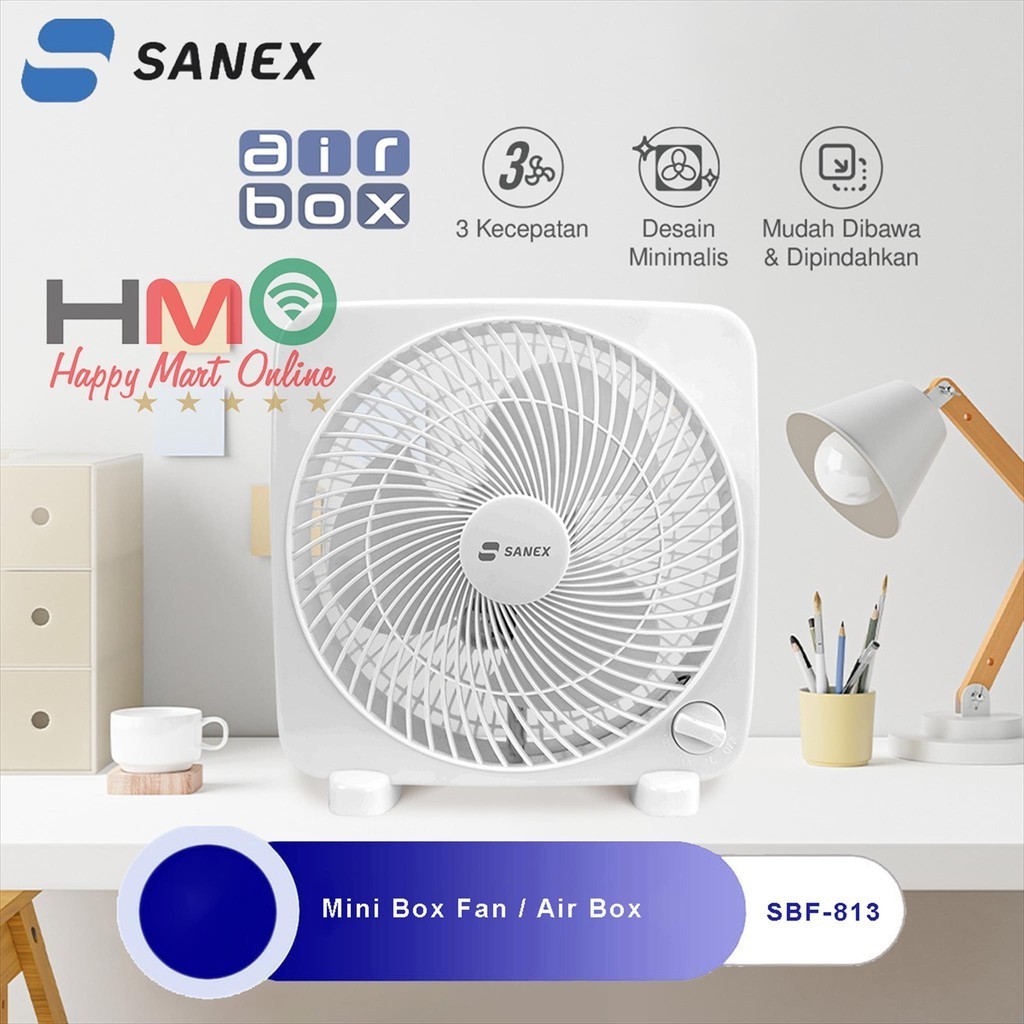Sanex Mini Box Fan 8 Inch SBF-813 Air Box Sanex Desk Fan Box Fan Sanex SBF 813 Box Fan Kipas Angin Kipas Meja Kipas Duduk