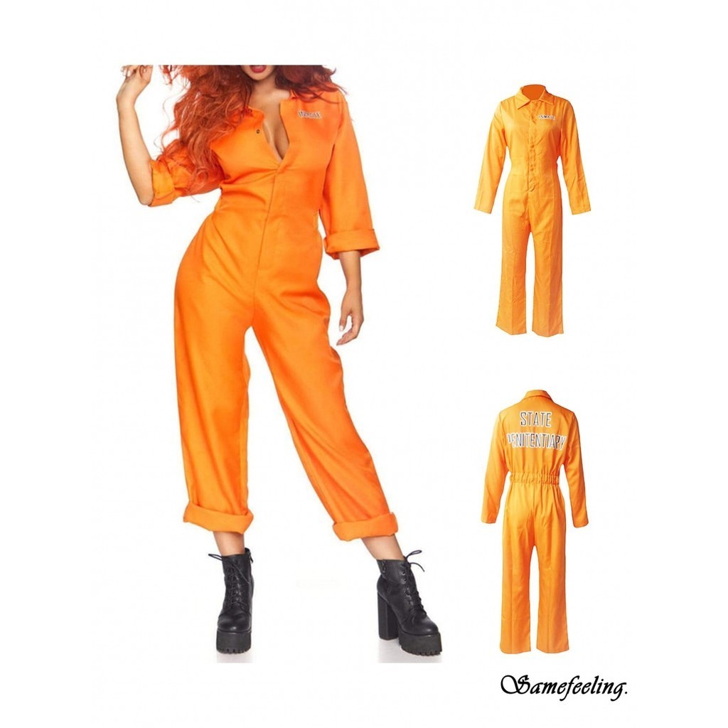 SF-Jail Costumes Letter Print Long Sleeve Prison Jumpsuit for Adults Toddlers Role-Playing Party Cosplay Outfits