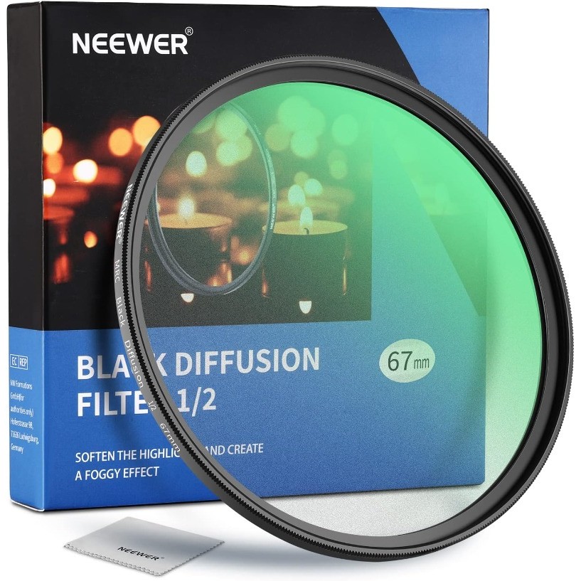 NEEWER 67mm Black Diffusion 1/2 Filter Dream Cinematic Effect Camera Filter