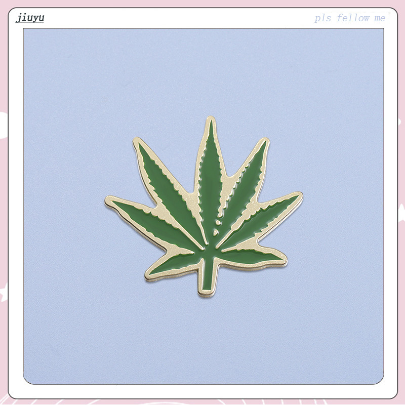 Weed Leaf Brooch Funny Quotes "High, How Are You?" Hard Enamel Pin Collar Bag Badge Jewelry Accessory Green Life Inspirational Brooch Gifts