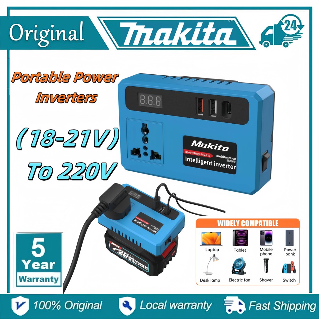 [MY]MAKITA Portable Power Inverters for 20V Battery Inverter 20v to 220v Converter with Dual USB,AC Outlet and Type-C