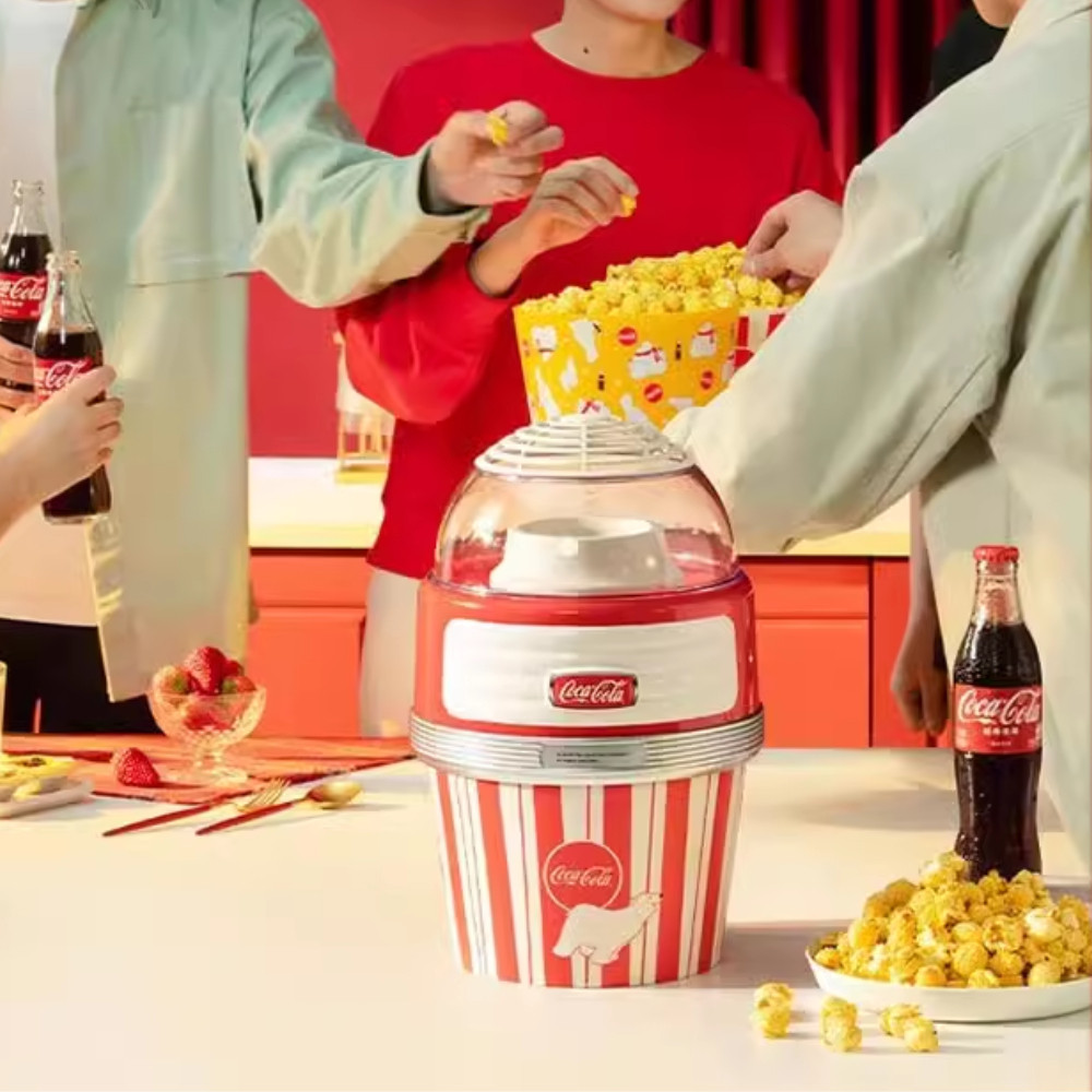 Coca-Cola 1100W Popcorn Maker Machine 2 Minutes Fast Pop Automatic Electric Popcorn Machine Mesin Buat Popcorn 可口可乐爆米花机