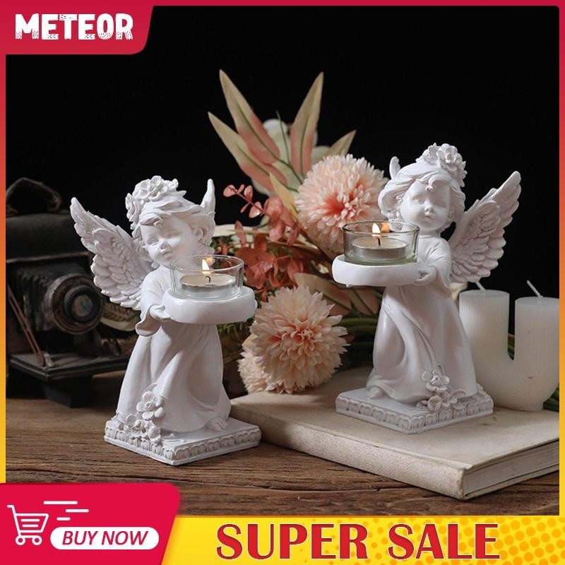 [meteorMY] Candle Holder, Candlestick Plate, Candelabra Decor, Remembrance Memory, Tea Light Holder, Angel Figurines for Party Wedding, Dinner Holiday