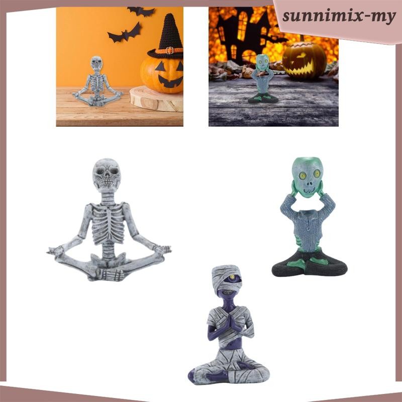 [SunnimixMY] Yoga Figurine,Yoga Desktop Ornament ,Home Ornament Scary Haunted House Supplies Yard Prop Lawn Yoga Statue