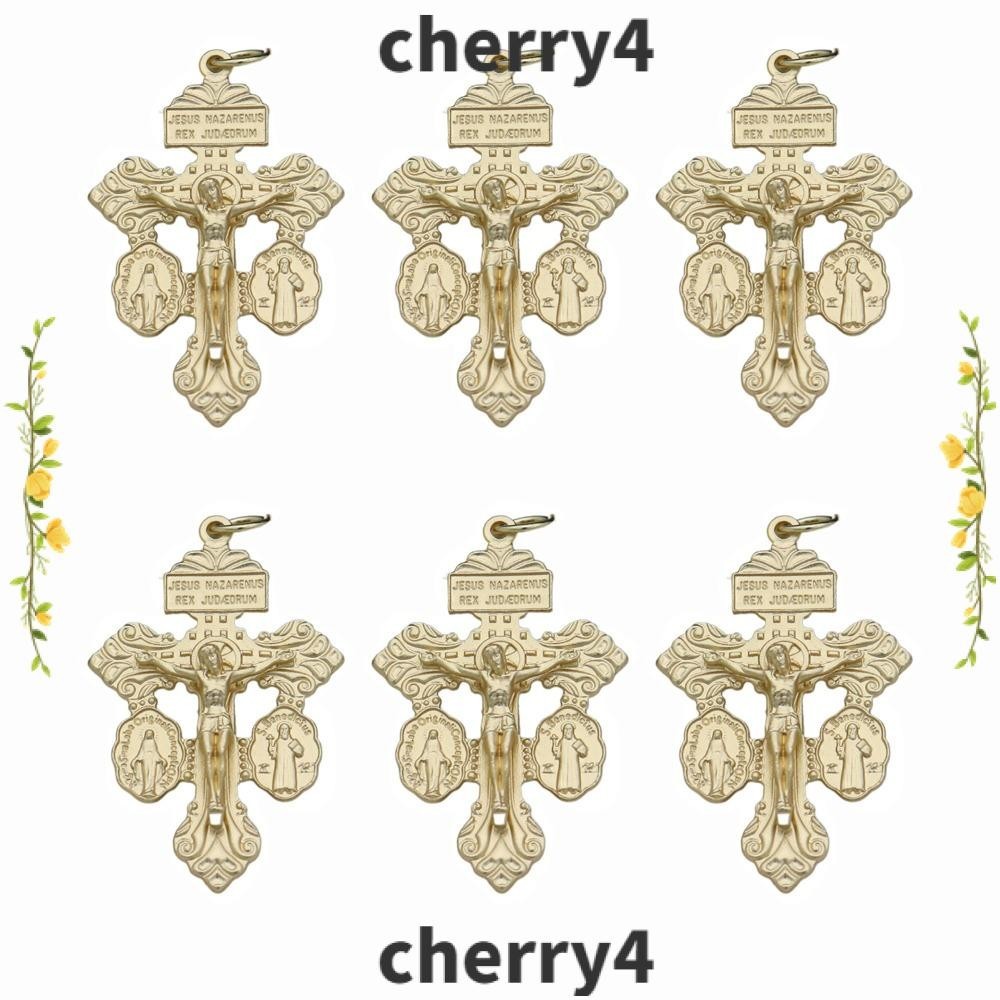 CHERRY 6Pcs Pardon Crucifix, with Medal Design Meaningful Catholic Crucifix, 1.4×2.2 Inches Alloy High Quality Catholic Rosary Parts Making Catholic Prayer Beads Pendants