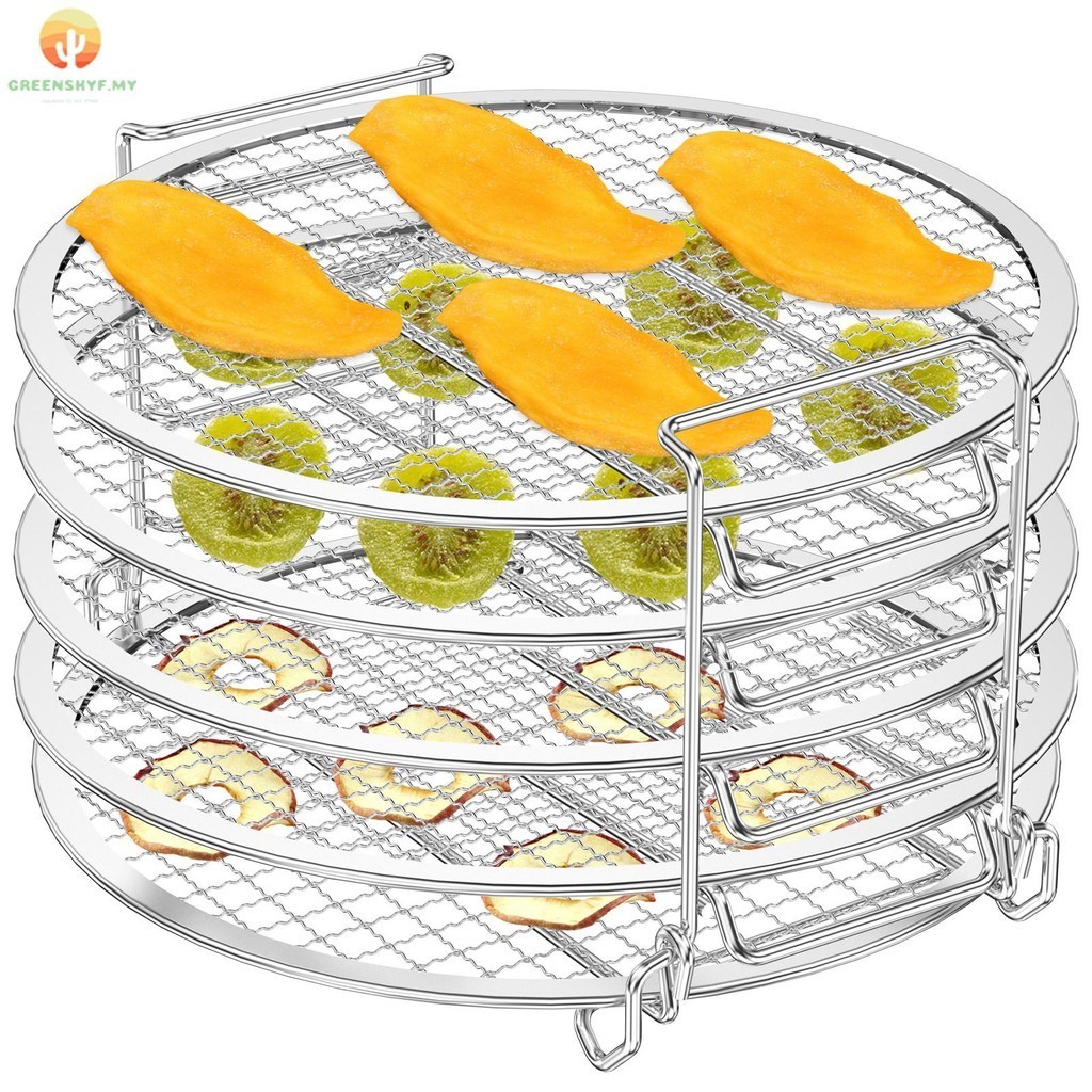 5-Layer Air Fryer Dehydrator Rack Food Grade Stainless Steel Grilling Rack Toast Rack Stackable Multi-Layer Cooking Rack for 6.5Qt 8Qt Air Fryer SHOPSKC3664