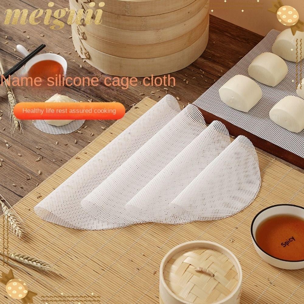 MEIGUII Silicone Dehydrator Sheets, Thickened Non-Stick Round Steamer Mesh Pad, Durable Reusable Kitchen Baking Accessories Food Fruit Dryer Mats