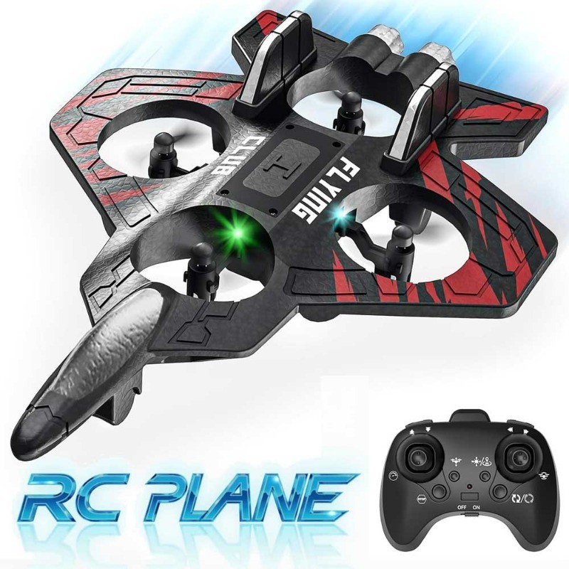 4-Engine RC Plane for Kids 2.4GHz Remote Control Aircraft EPP Foam Glider with LED Lights Crash-Resistant Outdoor Flying Toy Gift