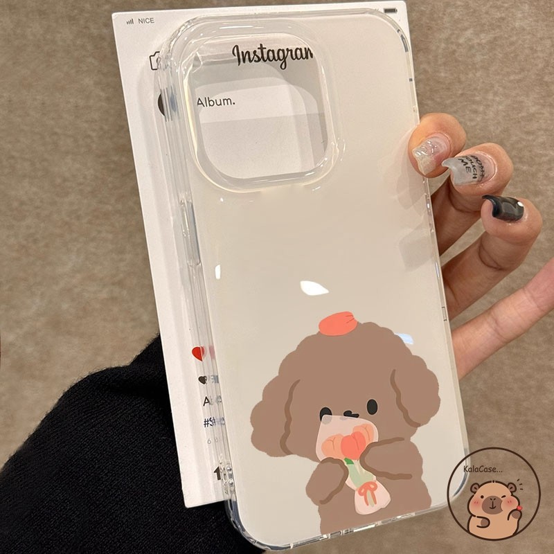 For Infinix Itel S25 Ultra S23 Plus P65 P55 P40 Plus A90 A80 A70 A60 A60S A50C A06 A05S A04 5G 4G Phone Case Cute Dog Puppy Tulip Flower Cartoon Cream White Casing Case Cover
