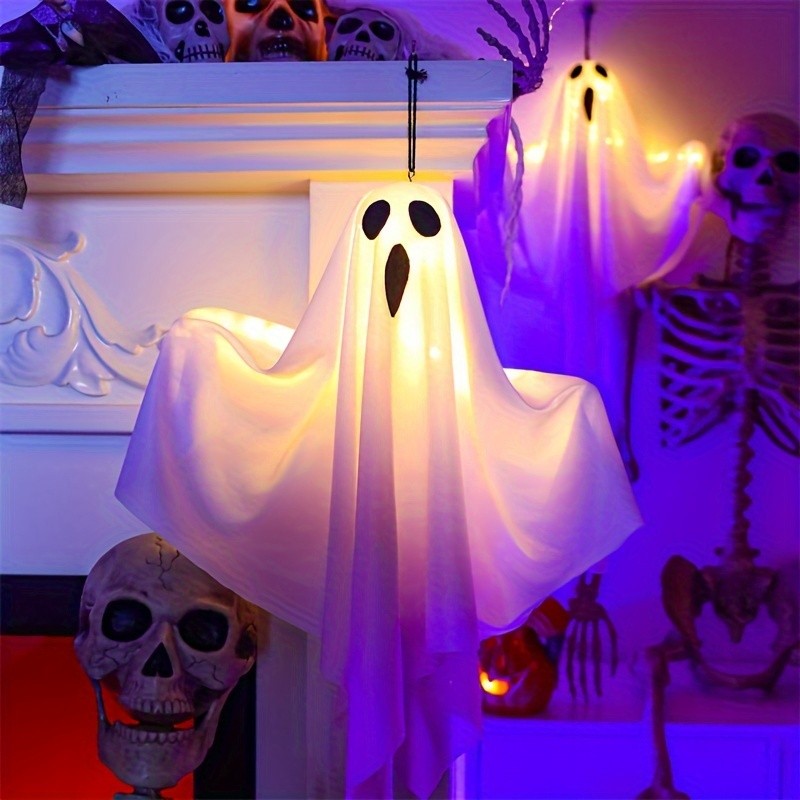 Ghostly Gala Bamda'S  Led Flying Ghosts  Halloween Hanging Decorations For Indoor & Outdoor Glow In The Dark For Front Yard Porch  Tree Battery Operated