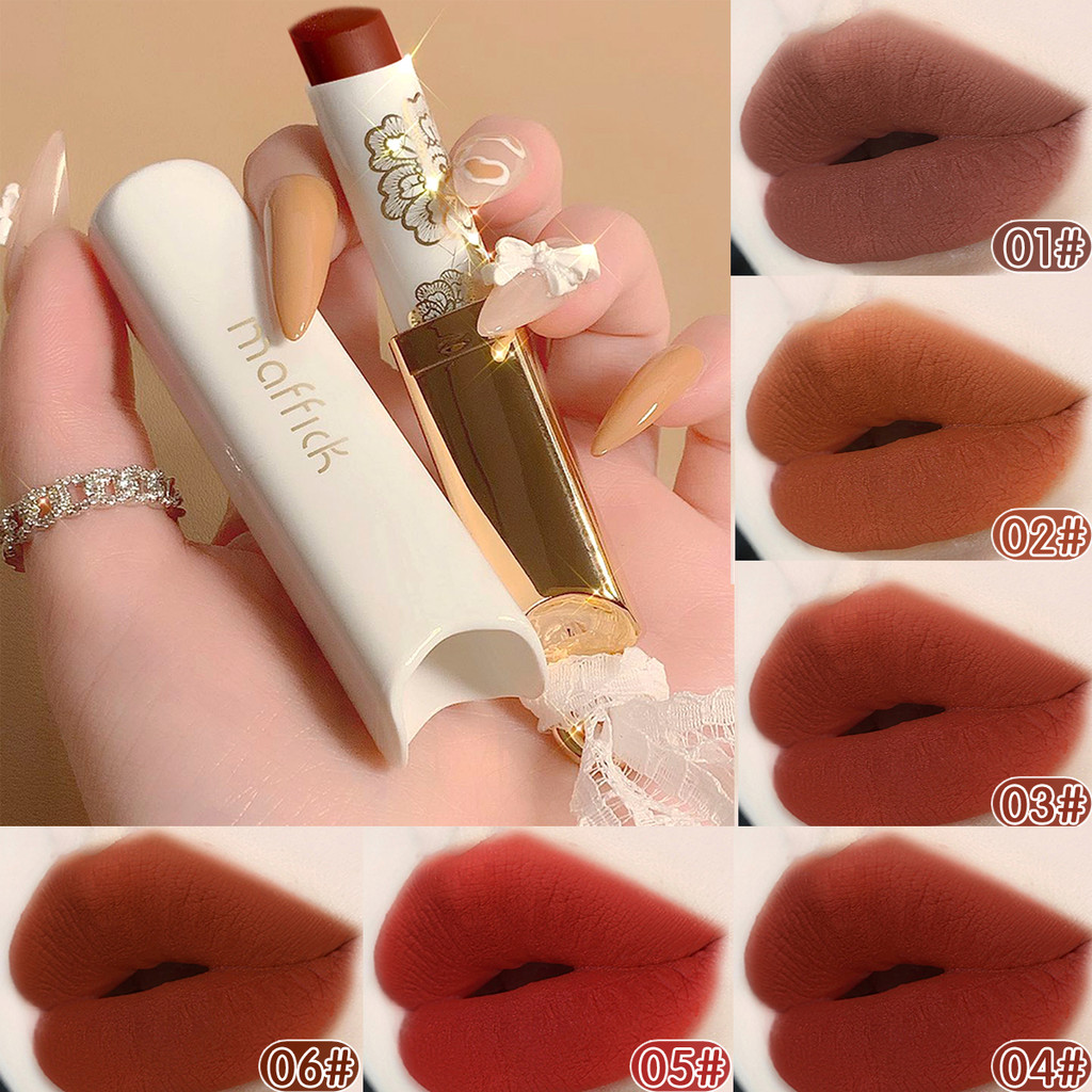 Lace matte lipstick matte matte long-lasting non-stick cup girly beauty lipstick matte velvet lipstick moisturizing makeup red lip gloss makeup beauty 6 colors