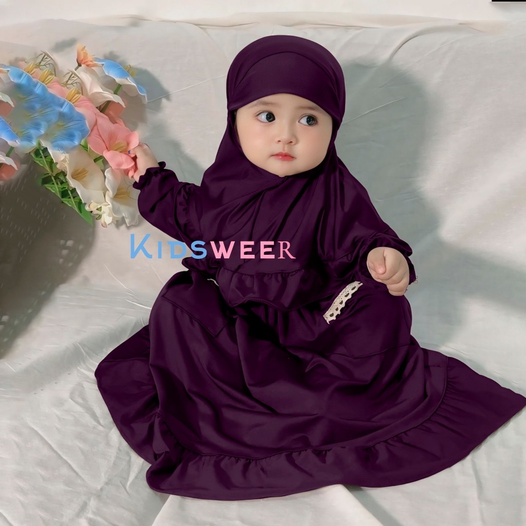 NOURISHZA Gamis Dress Kaftan Abaya Set Hijab Tutu Clothes Islamic Clothing for Eid Aqiqah for Baby Girls 0-12 Months