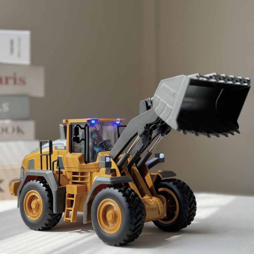 Remote Control Alloy Loader Toy Excavator, Dumping Engineering Toy Car, 2.4G 1: 20 Channel Park Bulldozer Halloween Christmas Gift